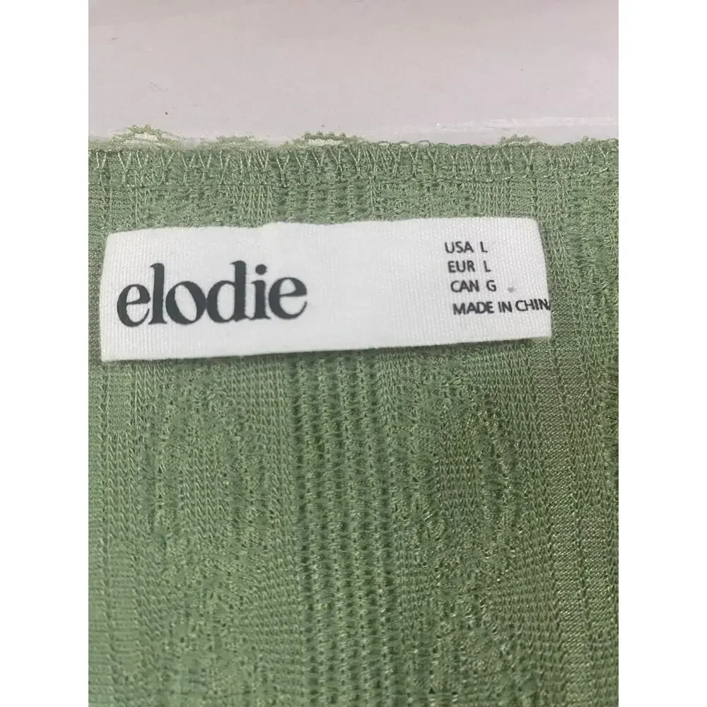 Anthropologie Elodie Sage Green Babydoll Bow Lace Cropped Top Large Y2K